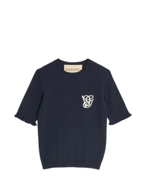 Valentino Garavani embroidered wool top Blue BKC66H9HF