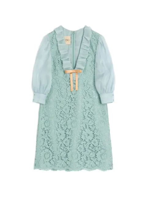 Valentino Garavani short dress in heavy lace Blue BVADZ01EC
