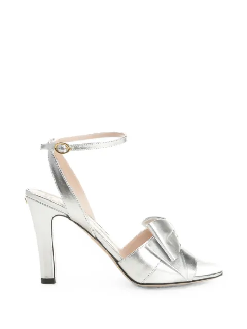 Valentino Garavani Bowow sandals in laminated nappa 95mm Silver WS0MA6KDR