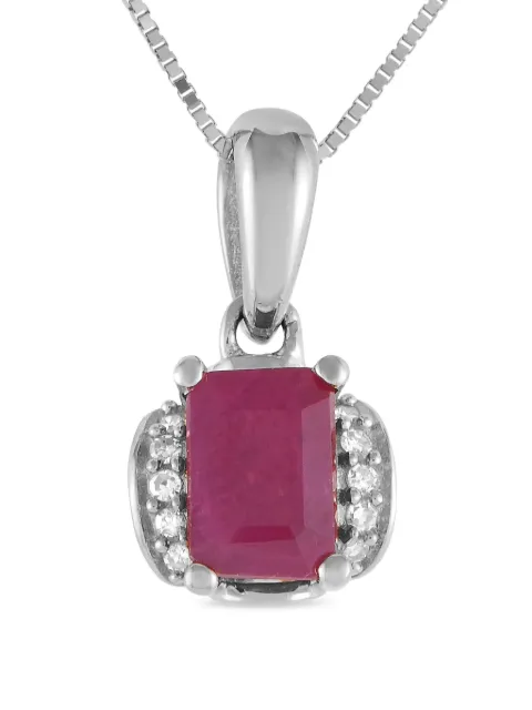 LB Exclusive 14K white gold diamond and ruby necklace Silver PD416049WRU