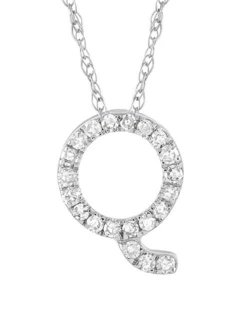LB Exclusive pre-owned 14K white gold Initial Q diamond necklace Silver PD415897WQ