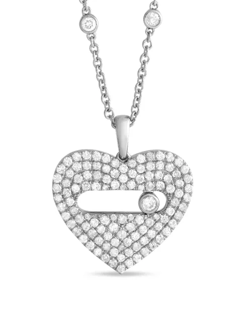 LB Exclusive 14K white gold Heart diamonds necklace Silver PN15164W
