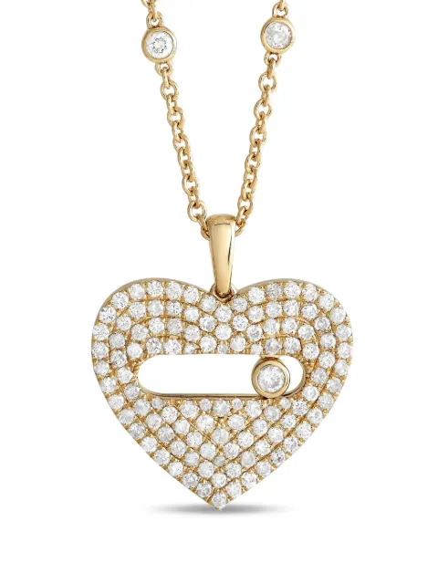 LB Exclusive pre-owned 14K yellow gold diamond heart-pendant necklace Gold PN15247Y