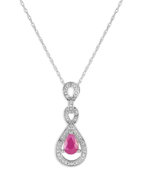 LB Exclusive 14K white gold diamond and ruby necklace PD4-16318WRU Silver PD416318WRU