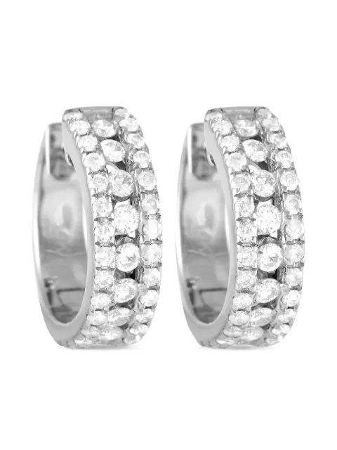 LB Exclusive 14kt white gold diamond hoop earrings Silver AER9840