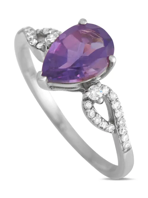 LB Exclusive 14K white gold diamond and amethyst ring Silver RC411823WAM