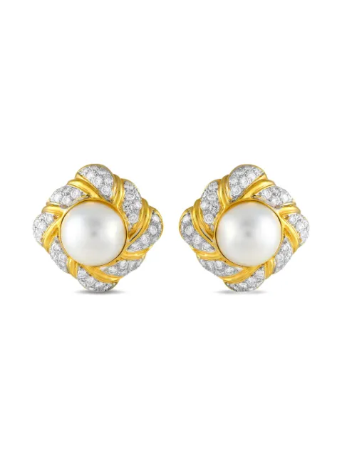 LB Exclusive 18K yellow gold diamond and pearl clip-on earrings Gold MF21111424
