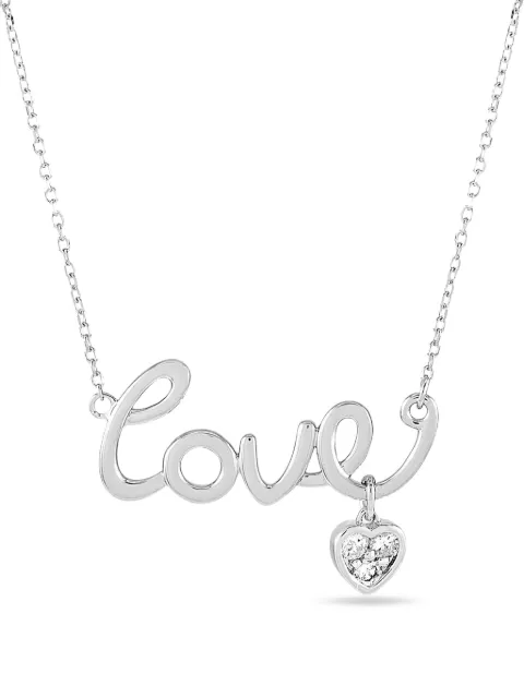 LB Exclusive 14K white gold Love-pendant diamond necklace Silver ANK15795
