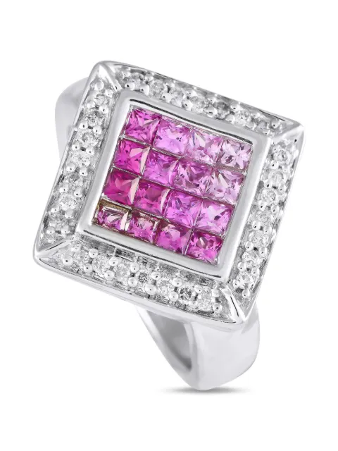 LB Exclusive 14K white gold diamond and sapphire ring Silver MF23120324