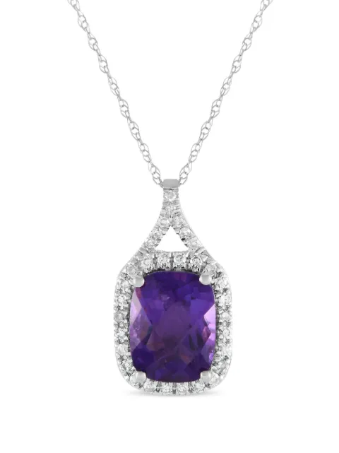 LB Exclusive 14K white gold diamonds and amethyst necklace Silver PD415472WAM