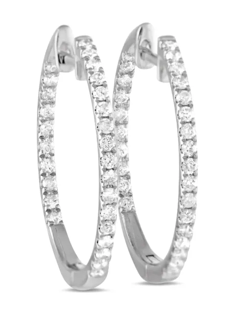 LB Exclusive 14K white gold Inside-Out diamond hoop earrings Silver AER9832