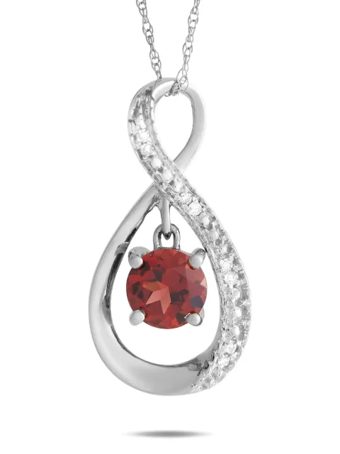 LB Exclusive 14K white gold Infinity diamond and garnet necklace Silver PD415537WGA