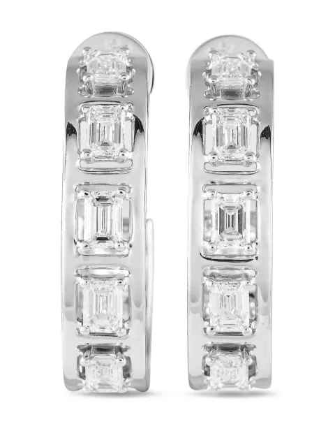 LB Exclusive 18K white gold diamond hoop earrings Silver AER19148