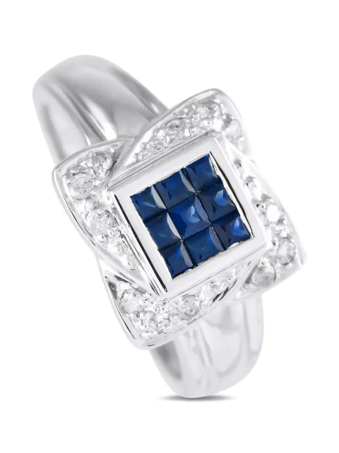 LB Exclusive 14K white gold diamond and sapphire ring Silver MF28120324