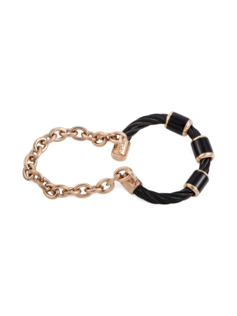 Charriol cable-chain enamel ring Pink 0230212181