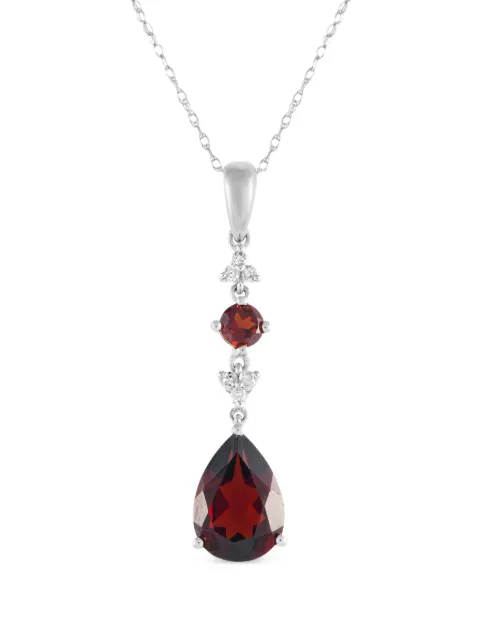 LB Exclusive 14kt white gold diamond and garnet pendant necklace Silver PD416247WGA