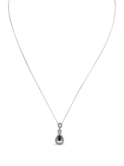 LB Exclusive 14K white gold diamond and sapphire pendant necklace Silver PD416318WSA