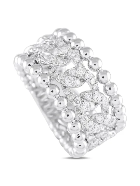 LB Exclusive 18K white gold Beaded Openwork diamond ring Silver ALR19725