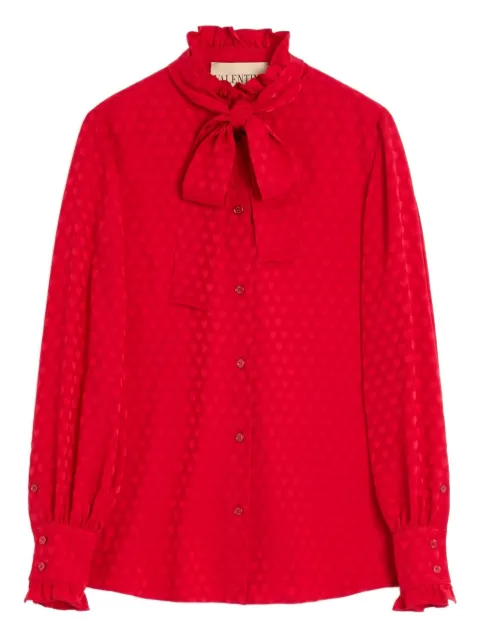 Valentino Garavani Cour de Coeur-print silk shirt Red BAB7T89HT