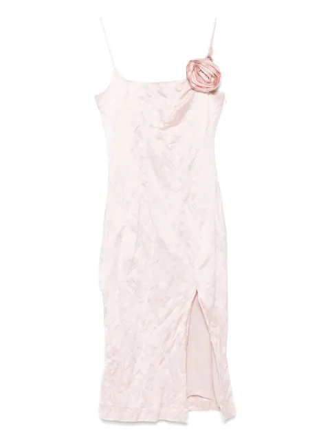 Blumarine 3D-roses crinkled midi dress Pink 4A242A