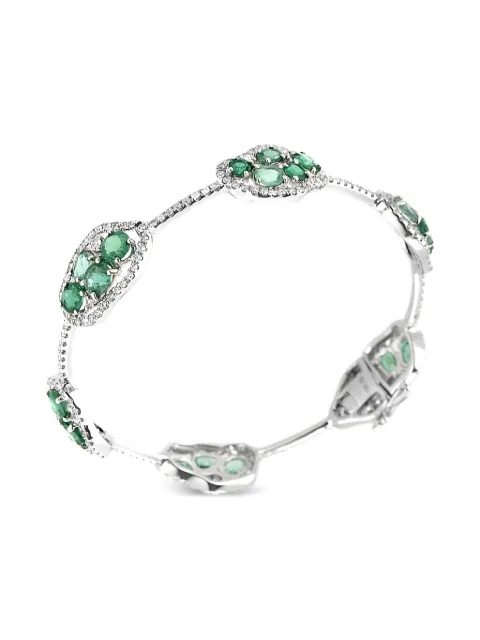 LB Exclusive 18K white gold diamond and emerald bangle Silver CBD6668