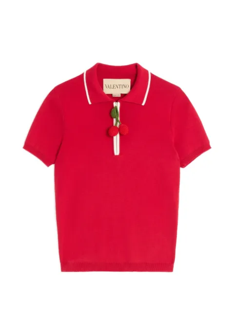 Valentino Garavani cherry-charm polo top Red BKC65F9EQ