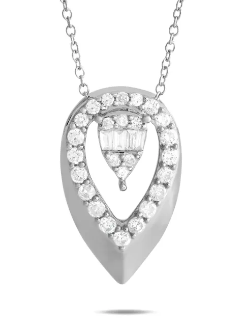 LB Exclusive 14K white gold Teardrop diamond necklace Silver PN15406W
