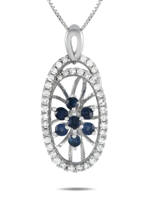 LB Exclusive 14K white gold diamond and sapphire necklace Silver PD415491WSA
