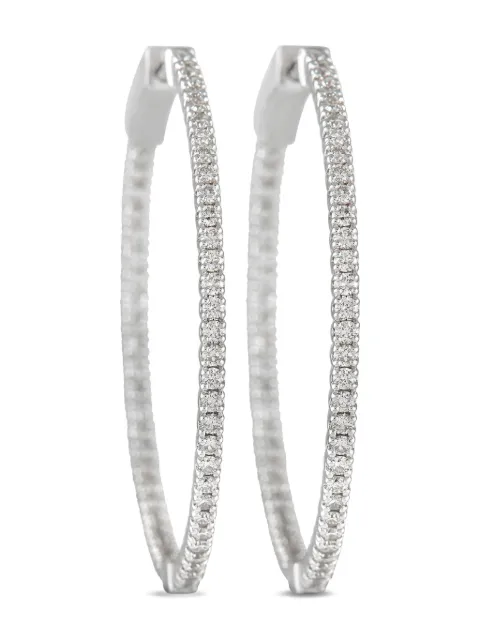 LB Exclusive 14K white gold diamond hoop earrings Silver MF10011123