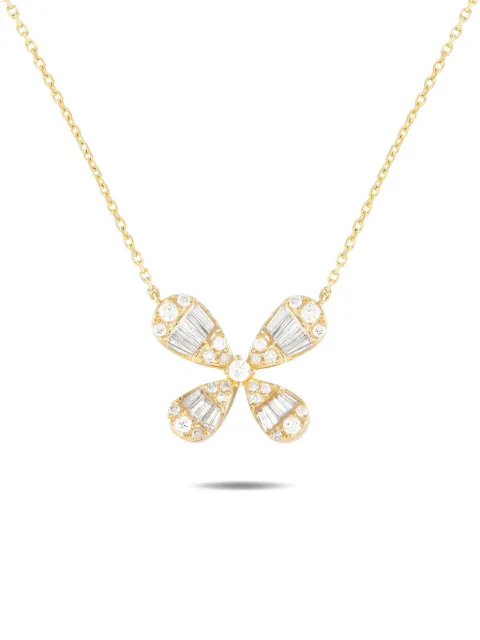 LB Exclusive 14K yellow gold Four Petal Flower diamond necklace Gold PN15415Y