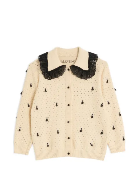 Valentino Garavani embroidered cotton cardigan Neutrals BKA12H9EE