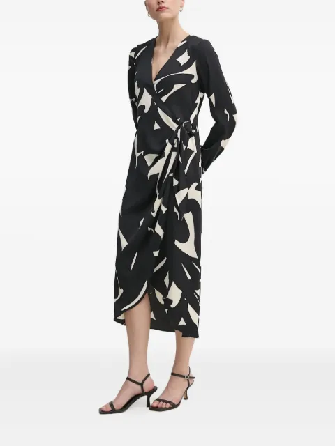 DKNY abstract-print wrap dress Black DD4JSD34