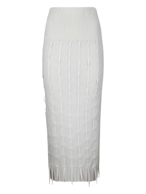 INSTITUTION ribbed midi skirt White I01K10