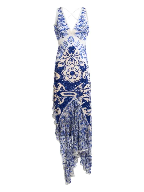 ETRO long dress with sequin embroidery Blue WRHA034099IP431