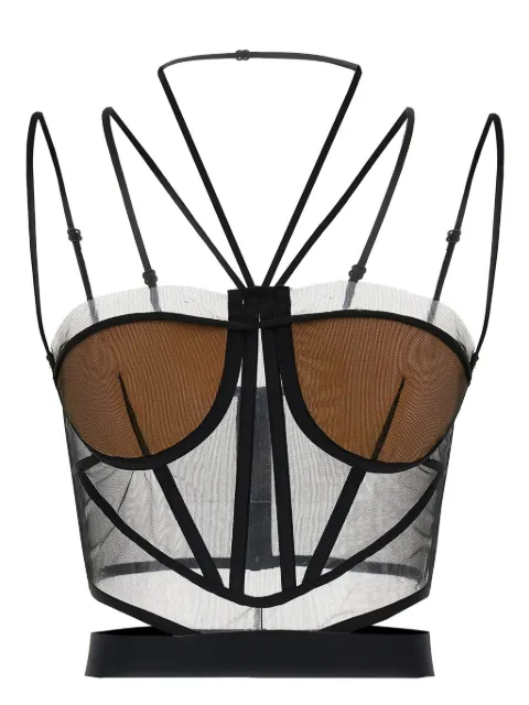 Nensi Dojaka sheer-panelled corset top Black NDSS25TOP093