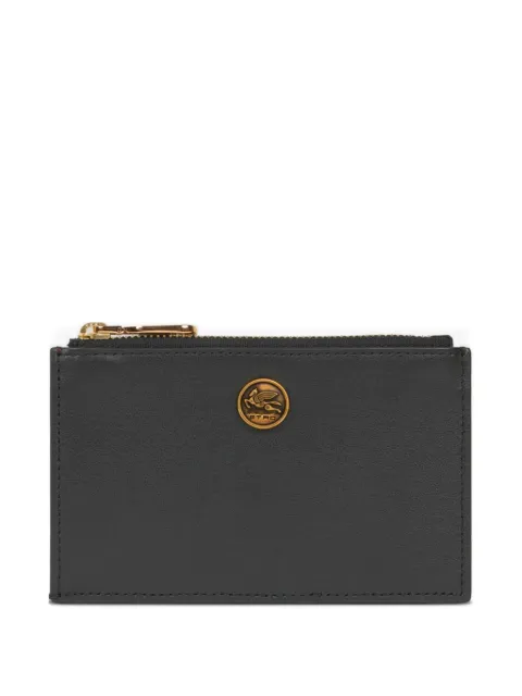 ETRO leather card holder with Pegaso button Black WP2E0002AP287
