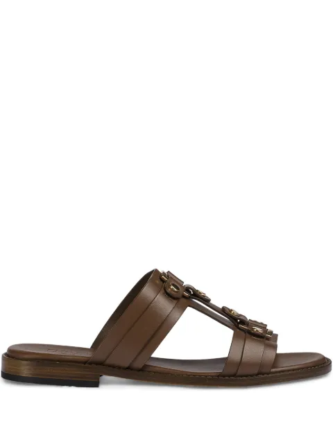 Doucal's studded leather slides Brown DD8771MARNUF073MM03