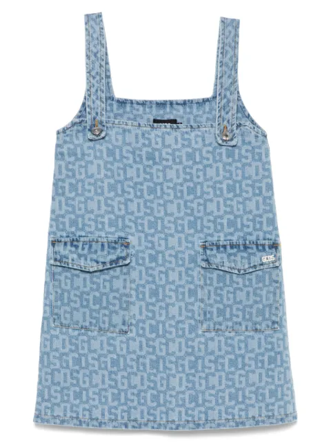 GCDS monogram-print denim mini dress Blue A2OW1009DA2