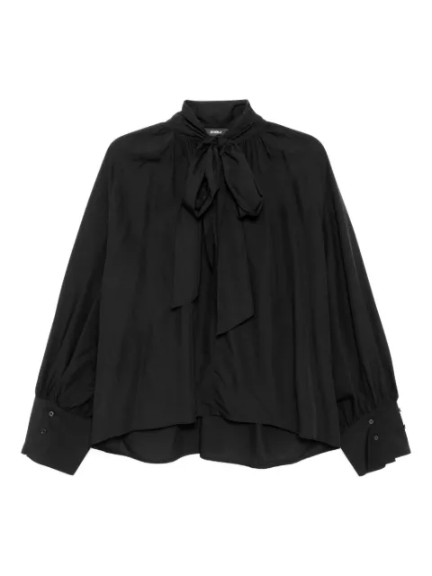 Goen.J tie-detailed gathered blouse Black GNJ25SST13
