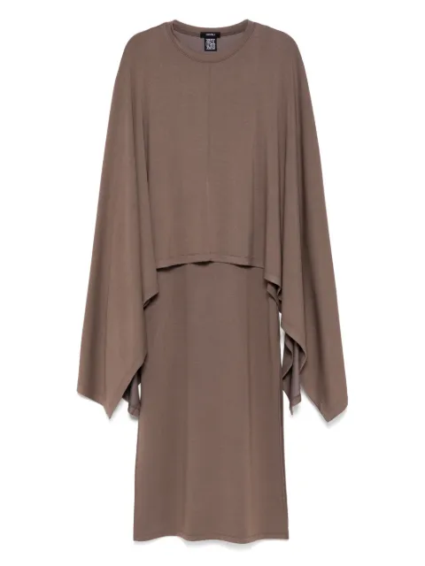 Goen.J ribbed cape dress Brown GNJ25SSDS04