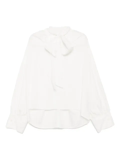 Goen.J tie-detailed gathered blouse White GNJ25SST13