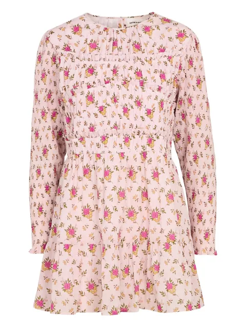 Antik Batik smocked floral-print dress Pink PADA1MDR