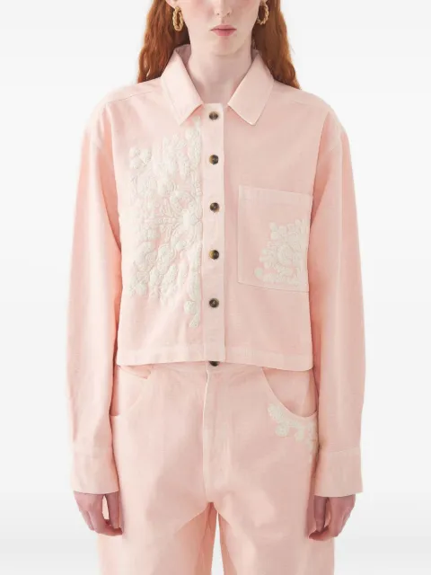 Antik Batik floral-embroidered cropped jacket Pink ADONIS1JKT
