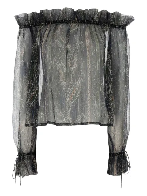 Saint Laurent printed crepe blouse Black 823001Y4K85