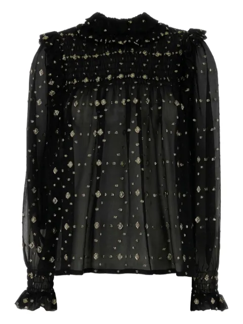 Saint Laurent embroidered crepe blouse Black 816544Y533S