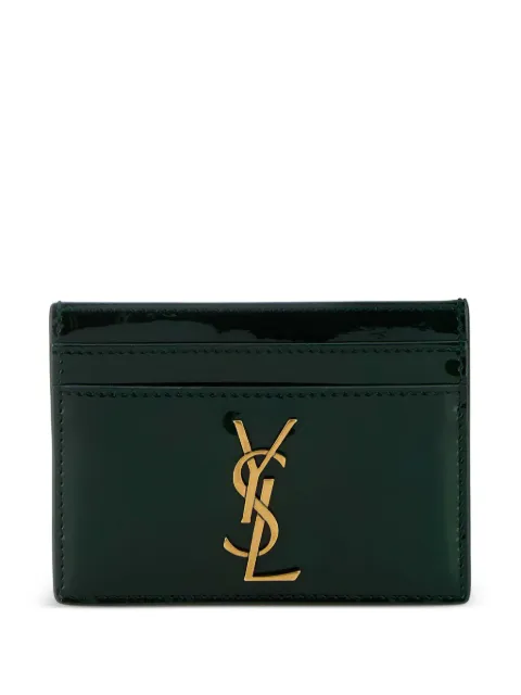 Saint Laurent Cassandre patent-leather cardholder Green 370778AAEF9