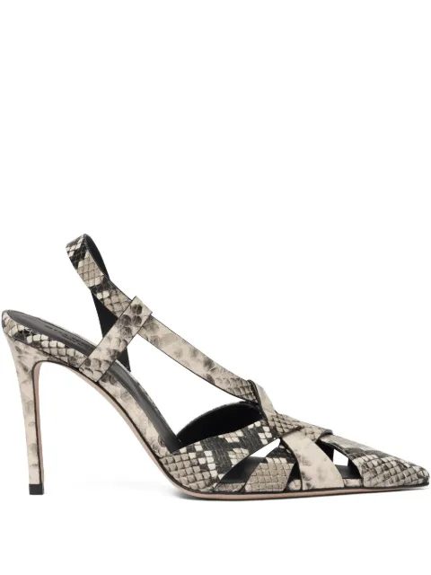 Scarosso 85mm Athena snakeskin-embossed slingback pumps Grey ATHENAPUMPPYTCALF