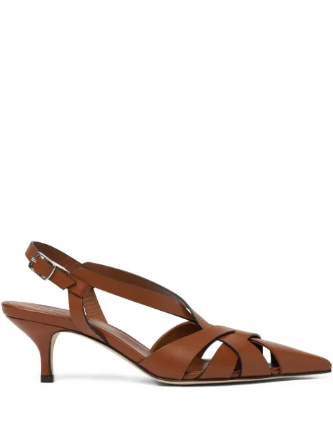Scarosso 55mm Clio cross-strap kitten heels Brown CLIOPUMPCUICALF