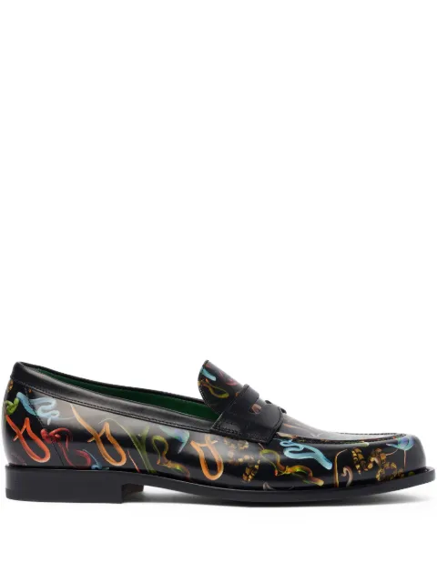 Scarosso graphic-print loafers Black TOILETMLOAFSNAKESBLACALF