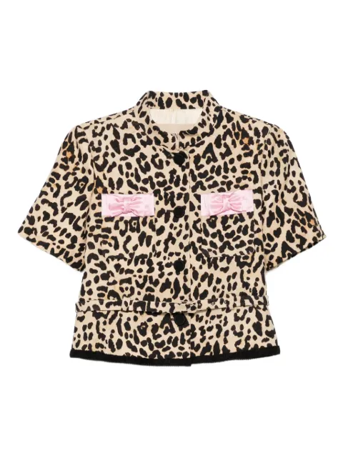 Valentino Garavani Animalier bow-detail cropped jacket Brown BCE7S59F9